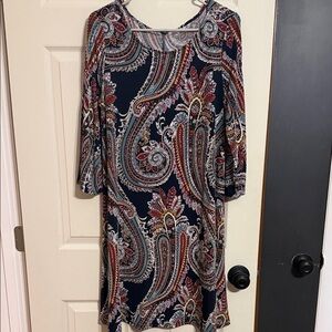 Roz & Ali Multicolor Paisley Long Sleeve Dress